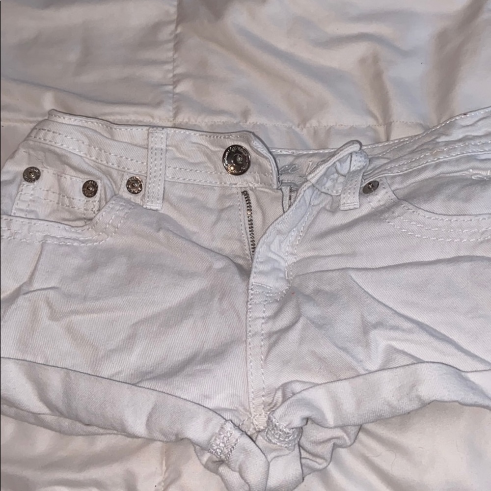 White justice shorts